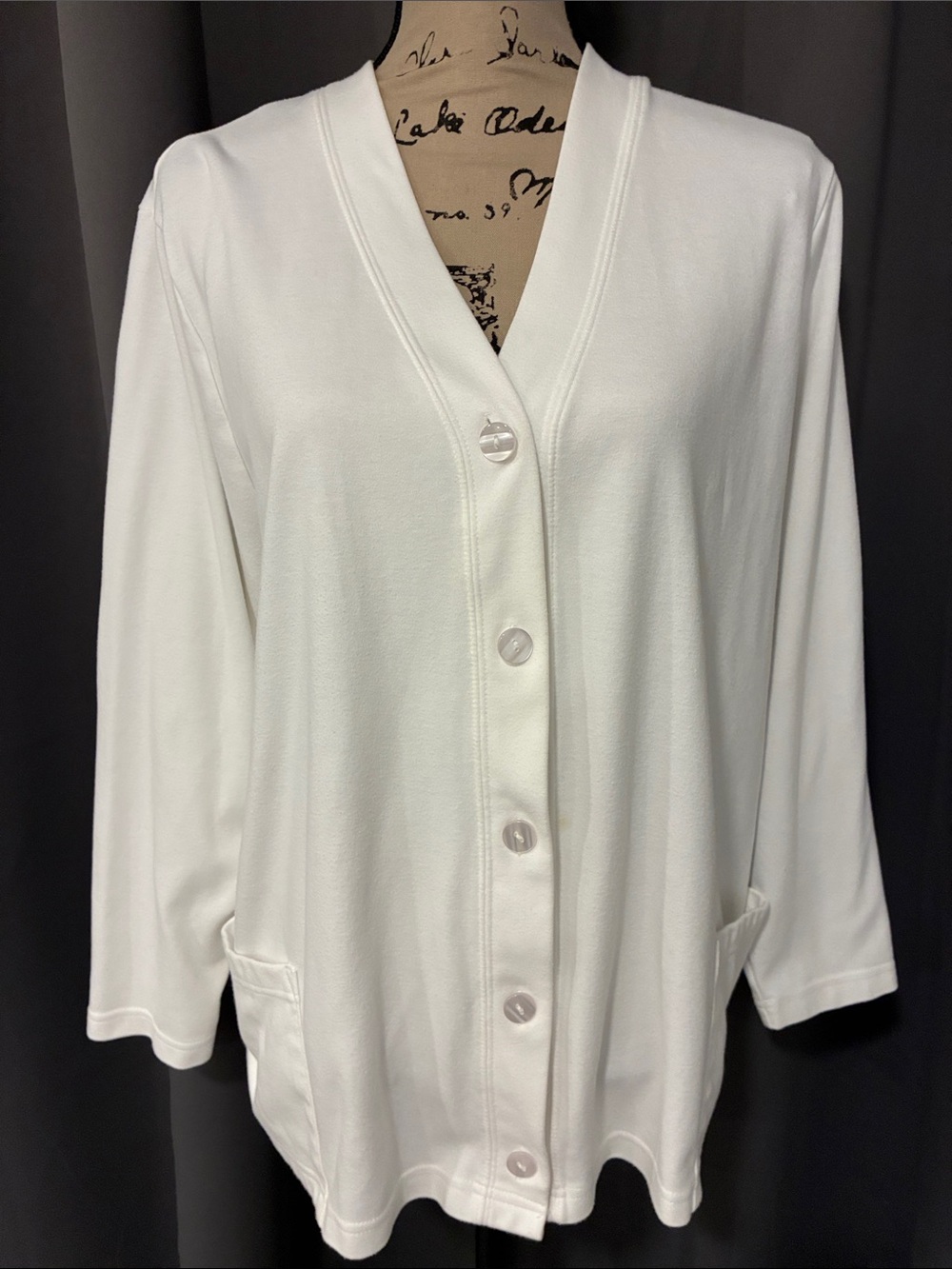 Women's White Button-Front Cardigan Sweater